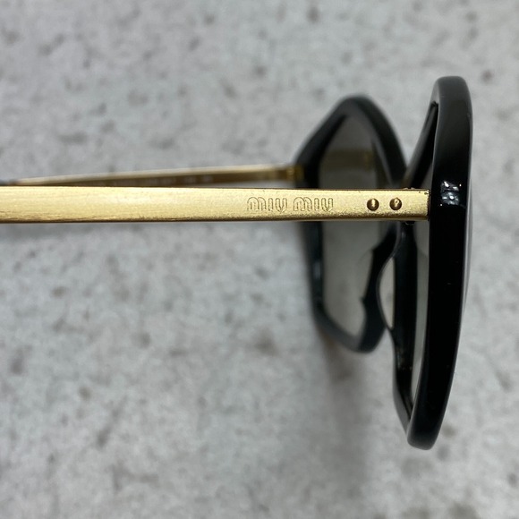 MIU MIU SMU11N Sunglasses Pentagon Black Gold Gray Gradient - Picture 4 of 16